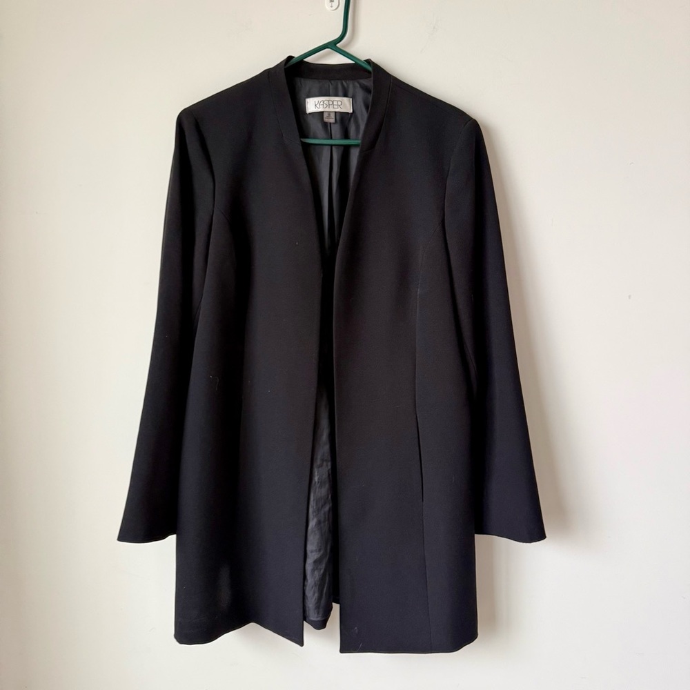 KASPER Elegant Black Open-Front Longline Blazer Jacket—SZ. 10 - Picture 15 of 16